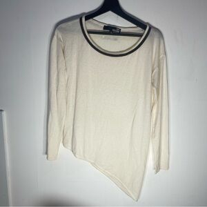 Moschino Cream Asymmetrical Long Sleeve Top